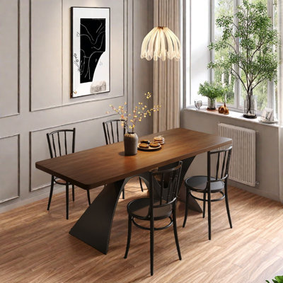Retro solid wood rectangular creative dining table
