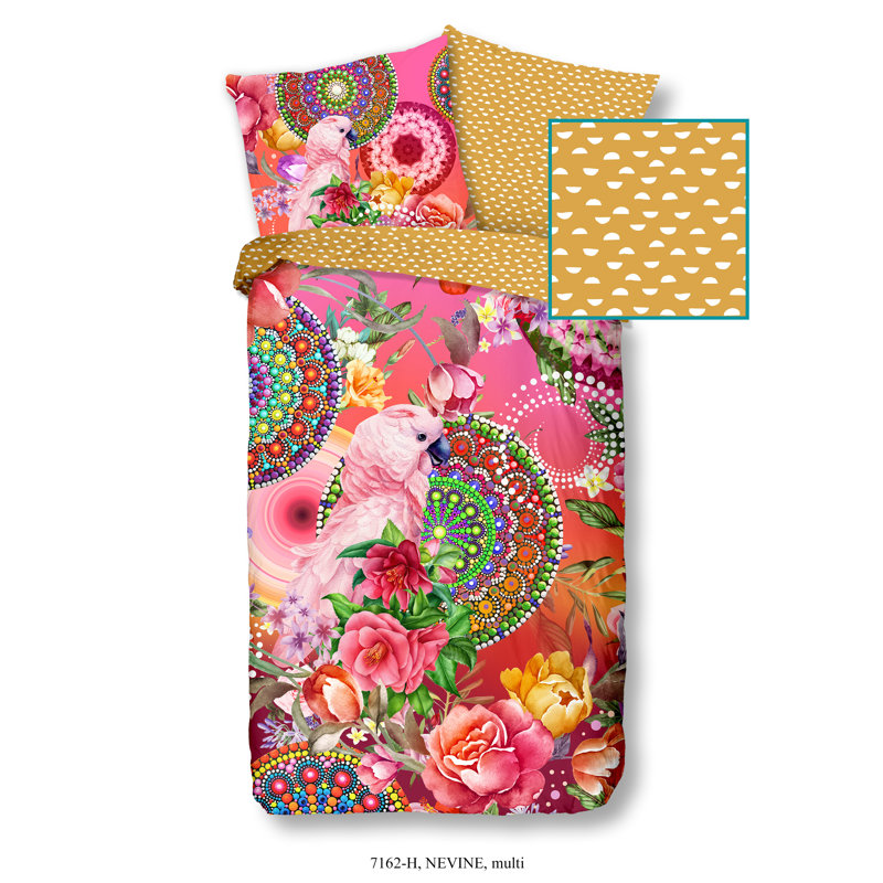 Bedding135x200+1-80x80hip Cotton-satin No.7162 Multi, 155cm x 220cm Duvet Cover + 1 pillowcases 80 x 80