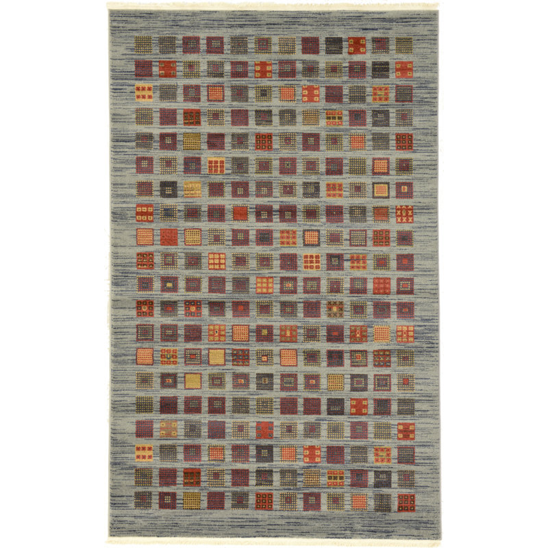 Tapis bleu / vert Abrigail, Rectangle 5 pi 1 po x 8 pi