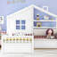 Lit House avec canapé, lit plateforme pour enfants avec deux tiroirs et tablette de rangement-989069244