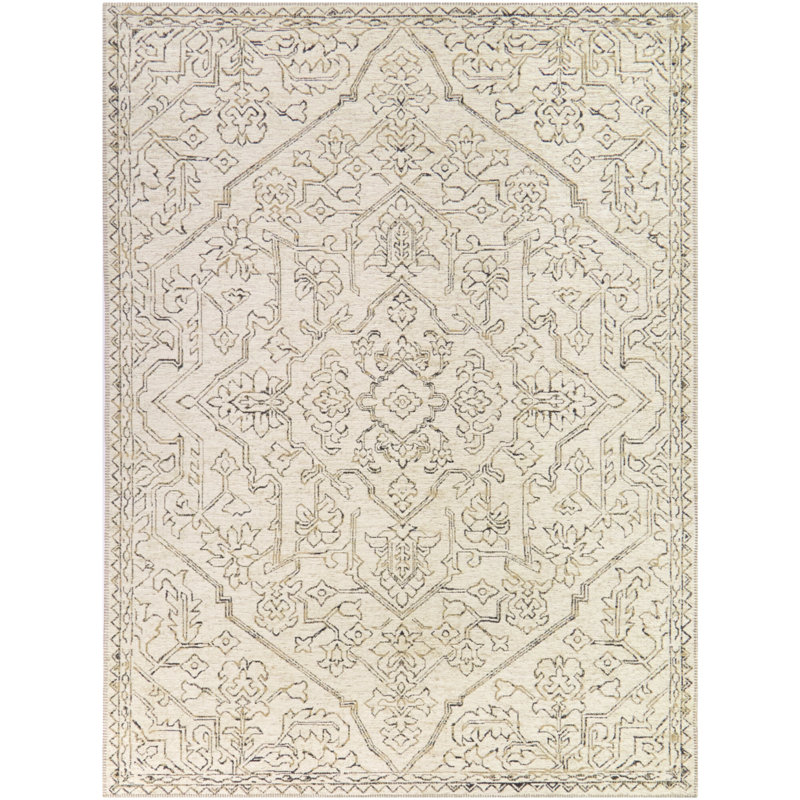 Tapis crème Burdena, Rectangle 5 pi 3 po x 7 pi