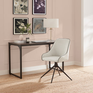 Ophelia Luxury Fabric Upholstered Swivel Dining and Office Chair with Metal Legs (Set of One)