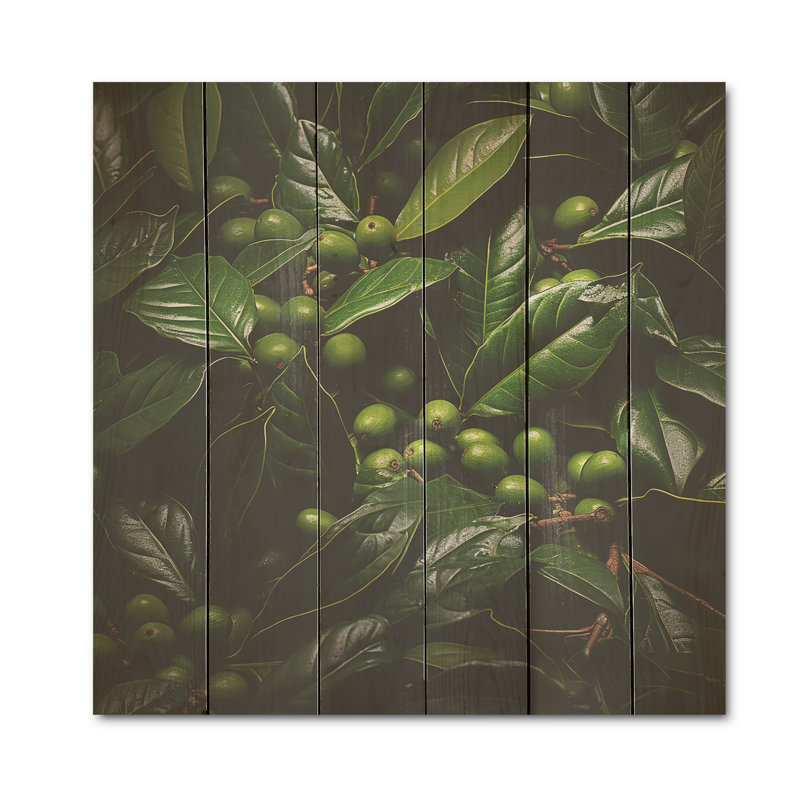 «Tropical Robusta Palm Rhythms - Abstract Botanicals Wood», art mural sur bois de pin naturel, H 36 po x l 36 po