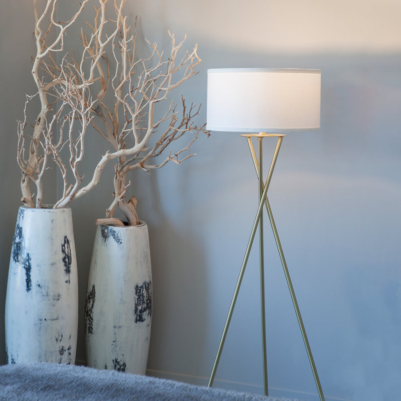 Brightech Jaxon Adjustable Brass Tripod Floor Lamp for Kids' Nursery