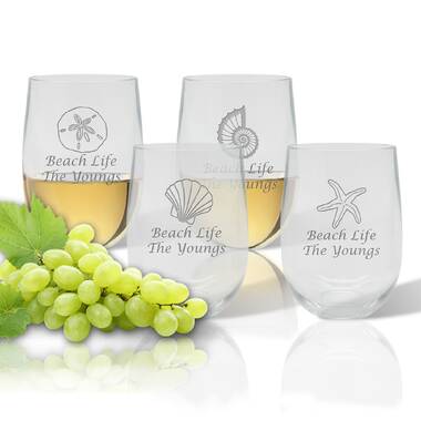 Monogram Personalized Stemless Wine Glasses, Set Of 4