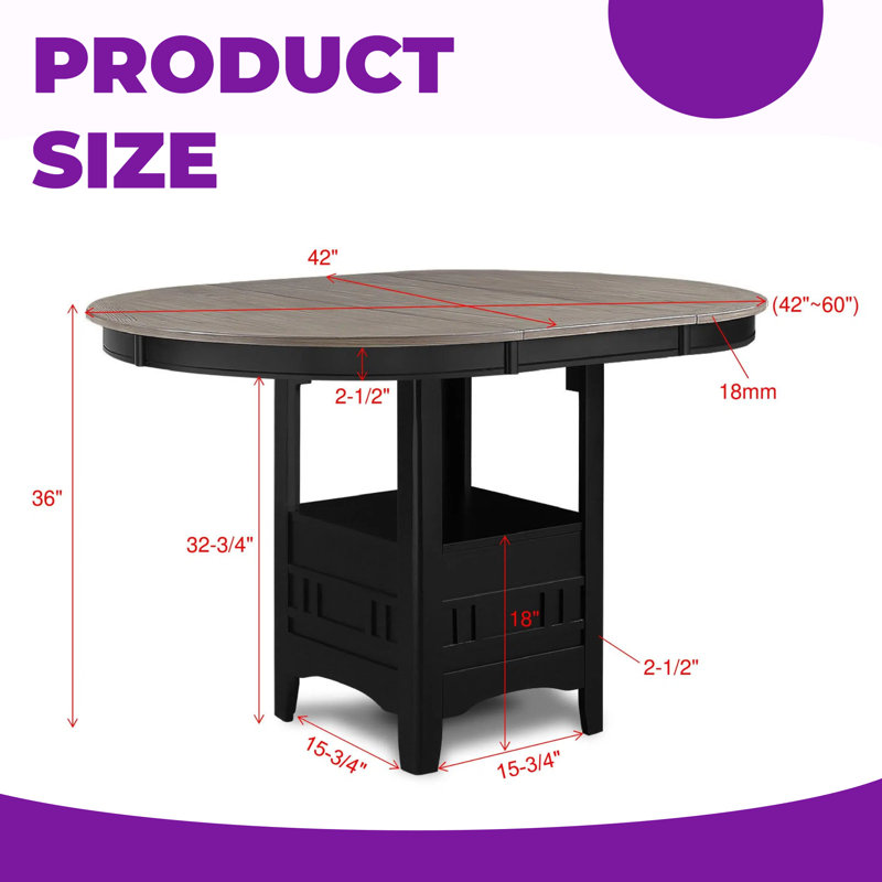 Table de salle à manger ovale extensible gris clair avec tablettes