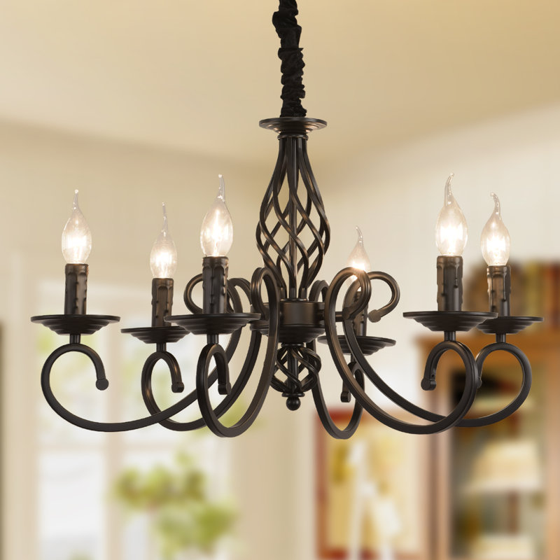 Pelchat 6 - Light Candle Style Chandelier, Black
