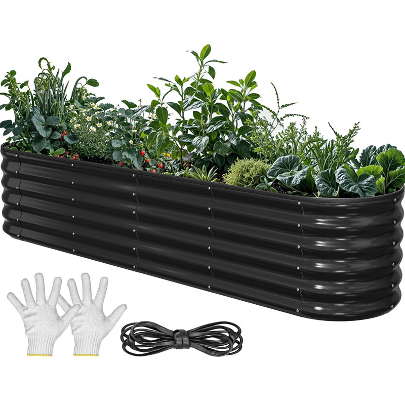 Metal Raised Garden Bed,240x61x43cm, Grey