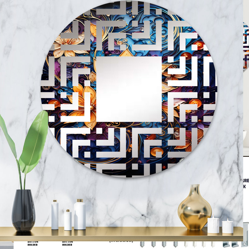 Spirale Kaléidoscope II - Cercle de miroir décoratif labyrinthe, 31,4 po x 31,4 po
