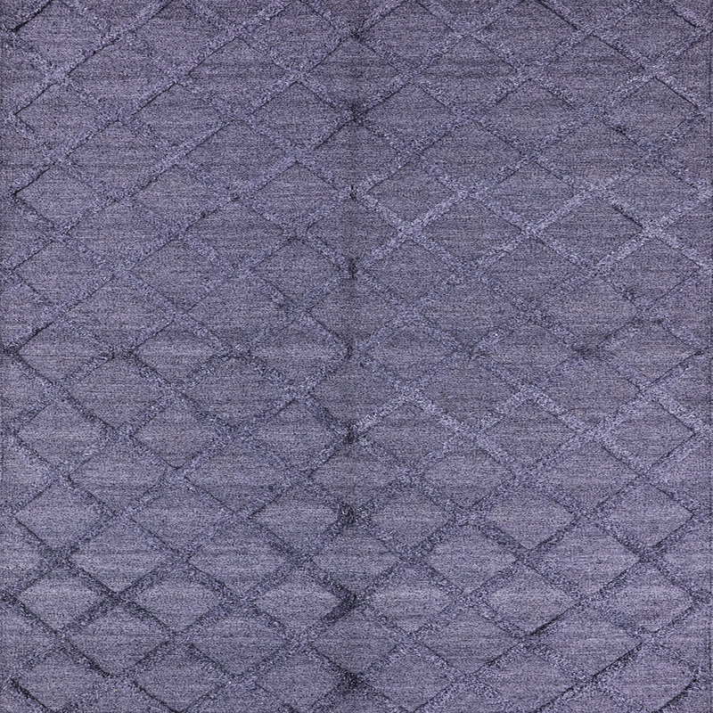 Tapis mauve à motif géométrique Menderes, Carré 6 pi