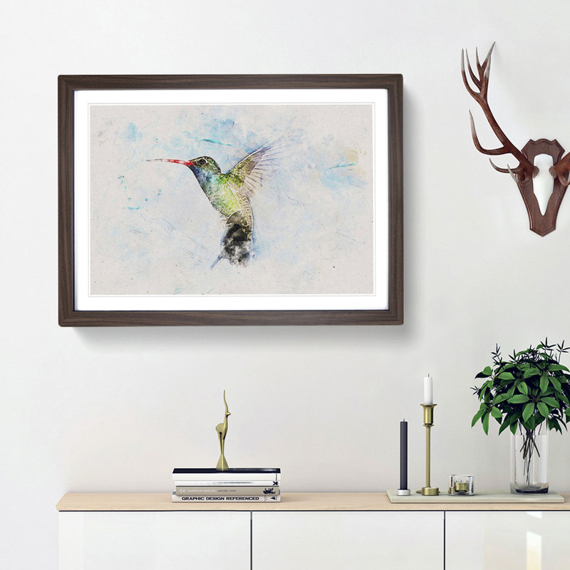 Hummingbird Paint Smudge - Framed Print, Walnut Framed, 62cm H x 87cm W x 2cm D