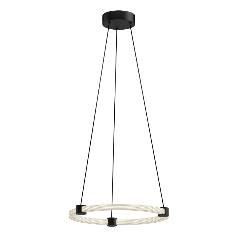 Bruni 1 - Light LED Unique/Statement Pendant, 1.38" H x 16.5" W x 16.5" D, Black