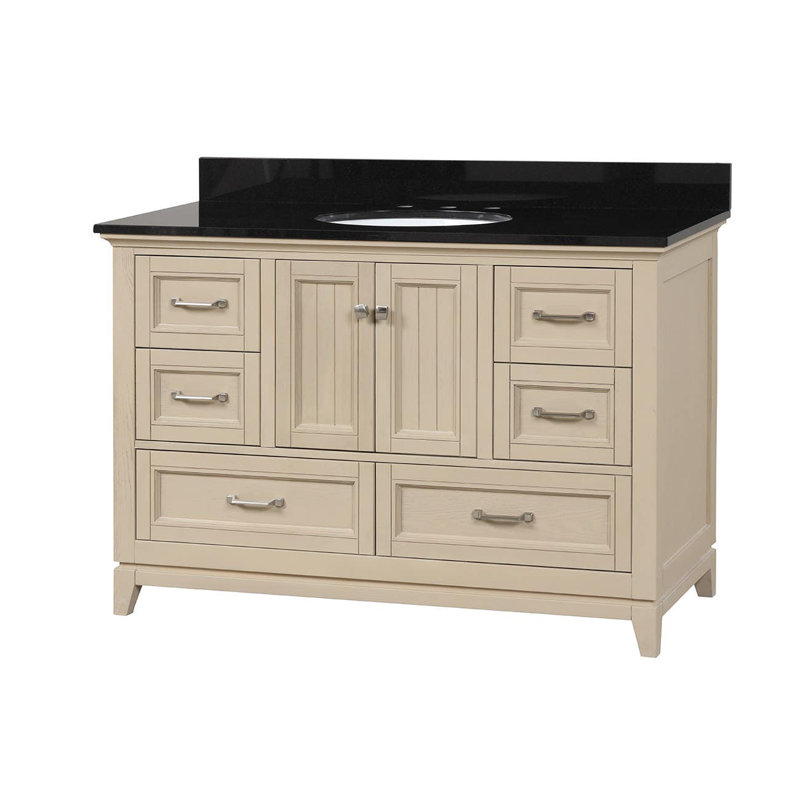 Lily 47.25;47.25'' Single Bathroom Vanity with Marble Top, Light Oak, White