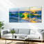Ensemble de 3 tableaux muraux sur toile représentant des vagues au coucher du soleil-1748264686