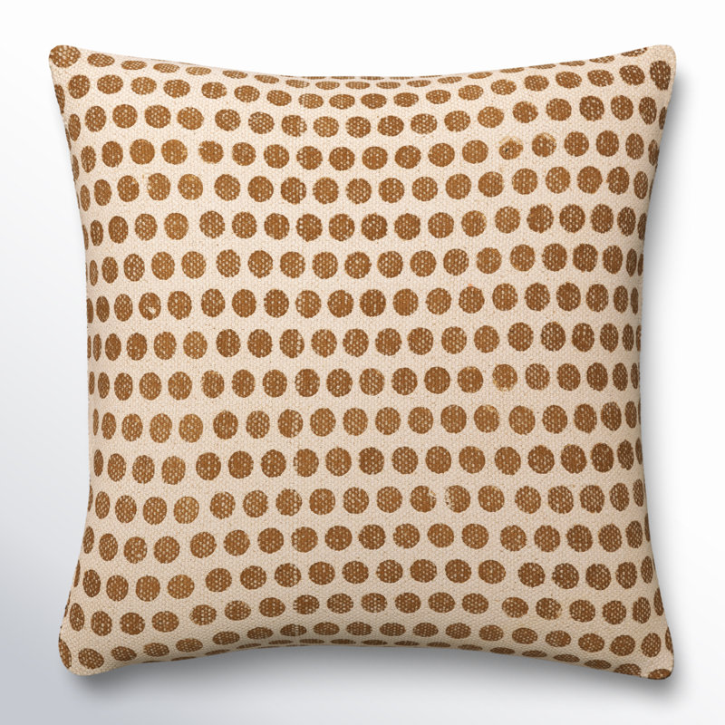 Oreiller carré en coton Zetta, Beige clair / brun clair, 18 po x 18 po, Duvet