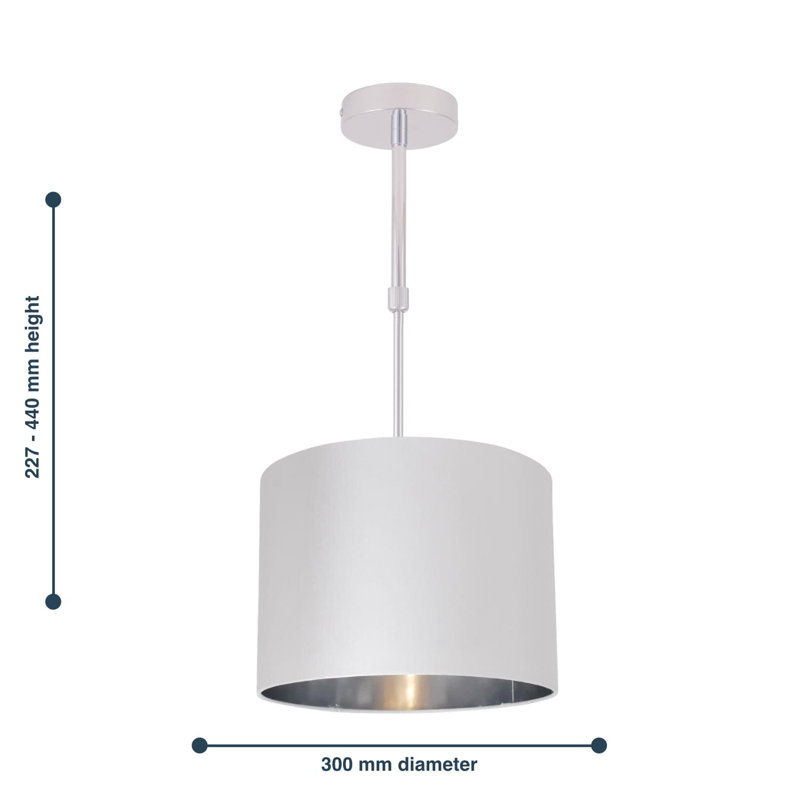 Elisabete 1 - Light Single Pendant, White/Chrome