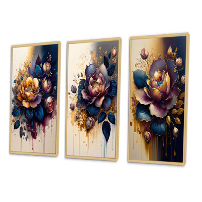 " Night Shade Rose Design " 3 - Pieces