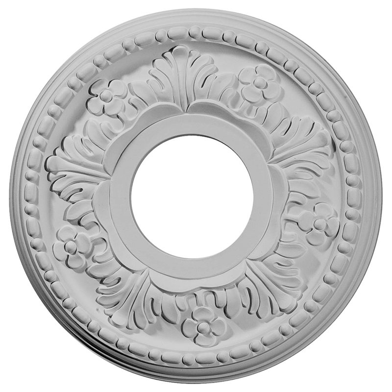 Endurathane Palmetto Ceiling Medallion, 11 1/2"OD x 1"P, Hand-Painted Witch Hazel Finish, Primed