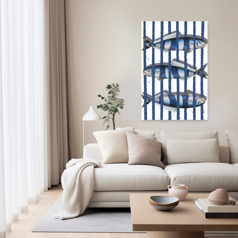 "Blue Striped Fish", 60" H x 40" W