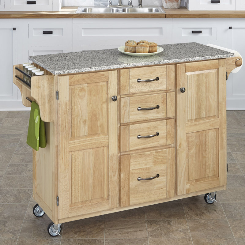 Îlot de cuisine avec plateau en granite Littrell, Naturel, Granite