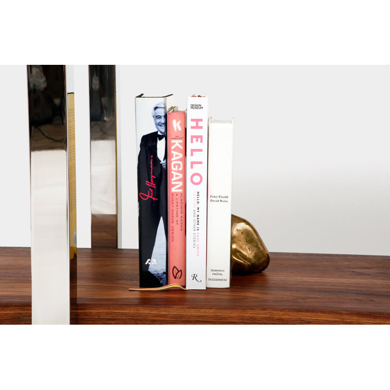 Gax Solid Wood Console Table, 30" H x 84" W x 18" D, Polished Stainless Steel