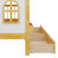Lit House avec 2 grands tiroirs, bibliothèque latérale, tente, fenêtre, bande à DEL, lit Montessori en bois avec garde-corps-775016306