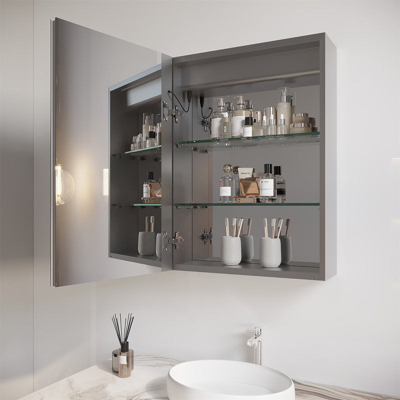 Armoire à pharmacie de salle de bain avec miroir DEL, H 25 po x l 31 po x P 9,6 po