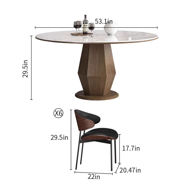 Ensemble de table de salle à manger en bois massif blanc Microlite, H 29,5 po x L 53,1 po x l 53,1 po