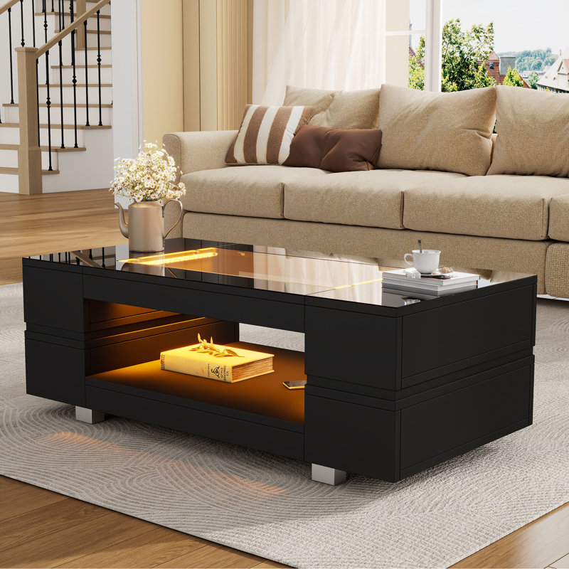 Lift Top Block Coffee Table with Storage