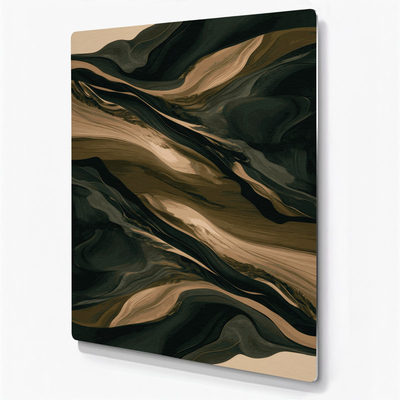 Paysage abstrait, art mural vert en métal 52, H 11 po x l 14 po