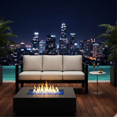 73 - Inch All Weather Aluminum Patio , 3 Seat With Thick Gray Cushions, Impact Proof Frame, Protected Removable Covers 73" Outdoor Couch Featuring Black Frame And 900 Lbs Capacity, Fade , Zero Upkeep