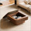 Table basse 31,5 po carrée avec rangement caché, placage en bois massif pour la vie moderne et les espaces sans encombrement-133419989