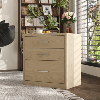Modern Nightstand With Dual Hidden Side Drawers, 3 Front Storage Drawers, And Two-Tone Color Options, Wood Bedside Table With Metal Handles by Latitude Run