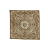 Hand-Knotted High-Quality Brown, Beige, and Pink Square Area Rug