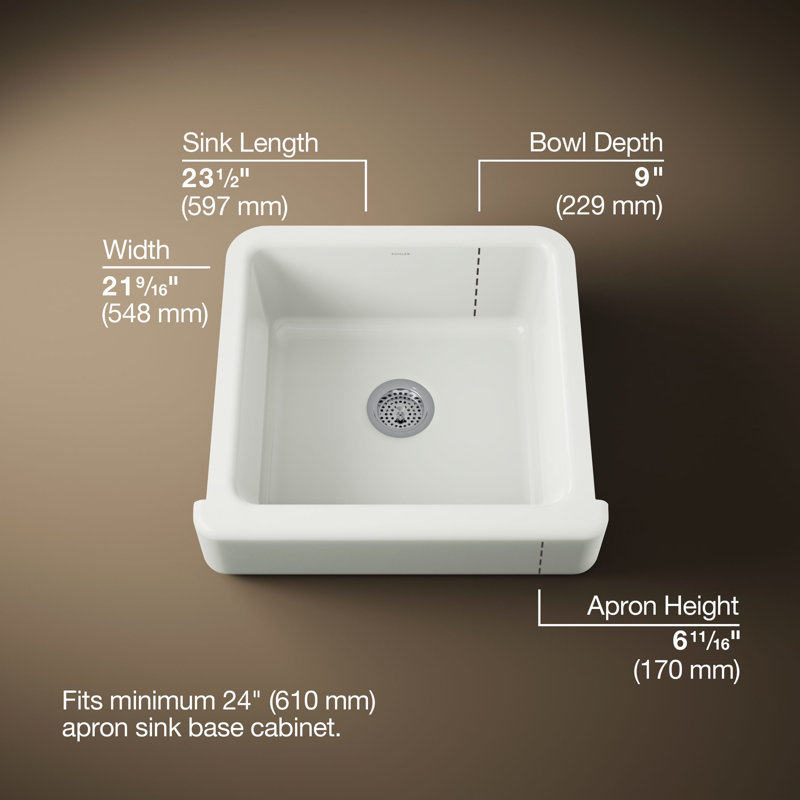 Whitehaven® Self-Trimming 24" L x 22" W Farmhouse Kitchen Sink, Dune