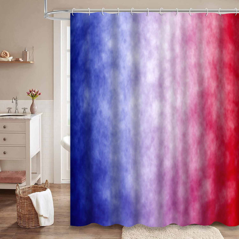 Rideau de douche abstrait rouge patriotique avec 12 crochets, L 72 po x l 78 po