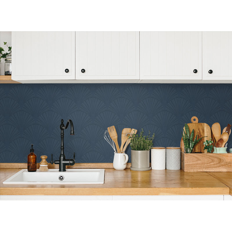 Peel & Stick Geometric Roll, Denim Blue