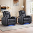 34.6" Wide Power Recliner Home Theater Chair with Arm Storage&Dual Cup Holders&USB Charging Port&Ambient Lighting