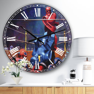Robot Boxing - Horloge murale moderne surdimensionnée