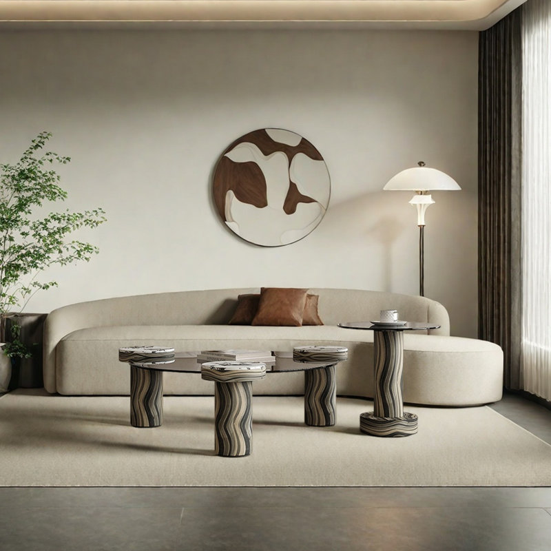 Coffee Table with Tempered Glass Top Set