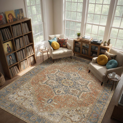 Tapis bohémien à tapis rétro antidérapant marocain