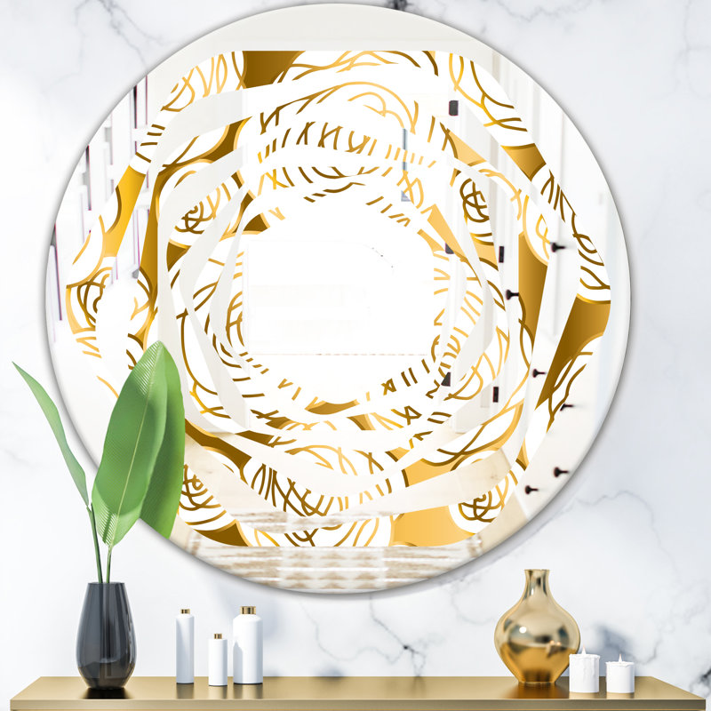 Miroir mural sans cadre whirl floral iii glam, 23,6 po x 23,6 po