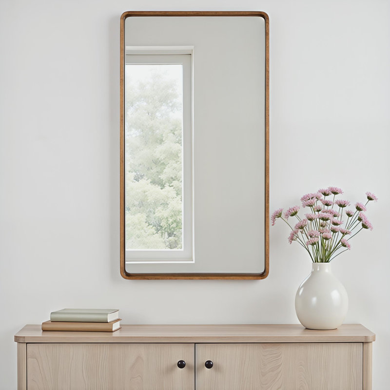 Sherman Wood Rectangle Mirror, 36" x 20", Natural Rustic