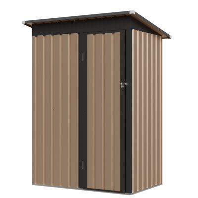 4.27Ft X2.42Ft Metal Garden Shed 5 X 3 Ft Pent Roof With Hinge Door, Frame, , Space For Bicycles And Outdoor Items High-Strength Galvanized Metal,