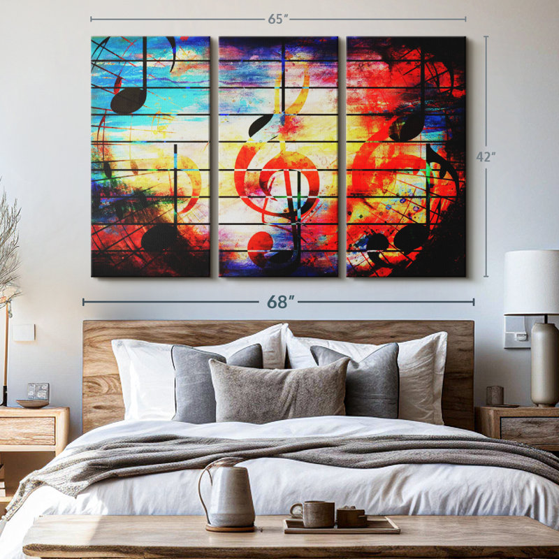 «Abstract Music Grunge», reproduction sur toile, H 65 po x l 42 po