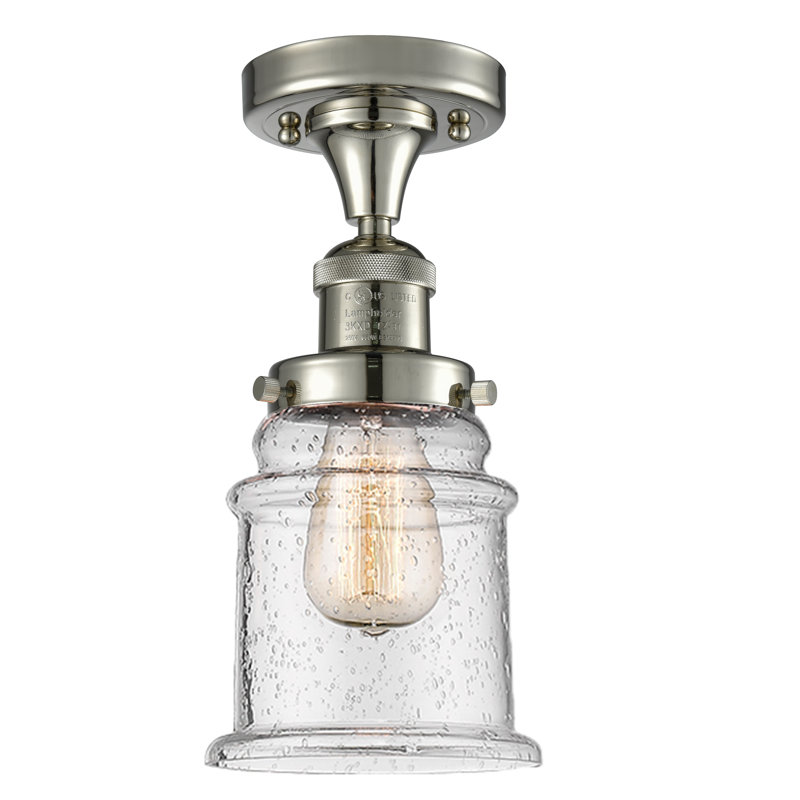 Plafonnier semi-encastré cylindrique simple 6 po Arley, Transparent, Ampoule DEL 6 watts Vinage, Nickel poli