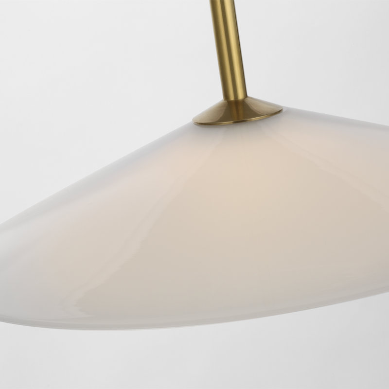Amber Lewis Ponce Pendant with Shade, 47" H x 13" W x 13" D, White, Hand-Rubbed Antique Brass