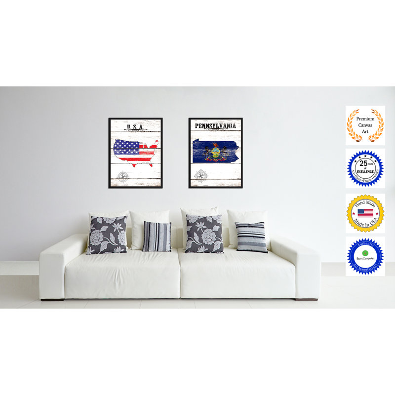 «Pennsylvania State Vintage Flag», reproduction d'impression sur toile, H 39 po x l 28 po x P 1,2 po
