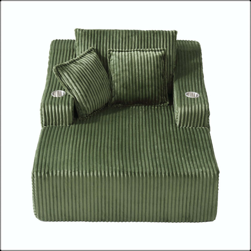 Chaise longue surdimensionnée avec porte-gobelets, 3 coussins et aucun assemblage requis, Pink