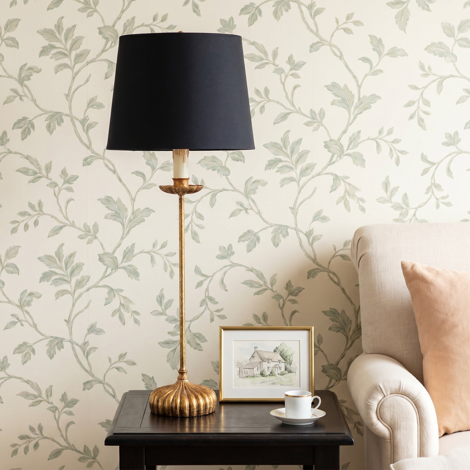 Clove Stem Buffet Table Lamp With Black Shade
